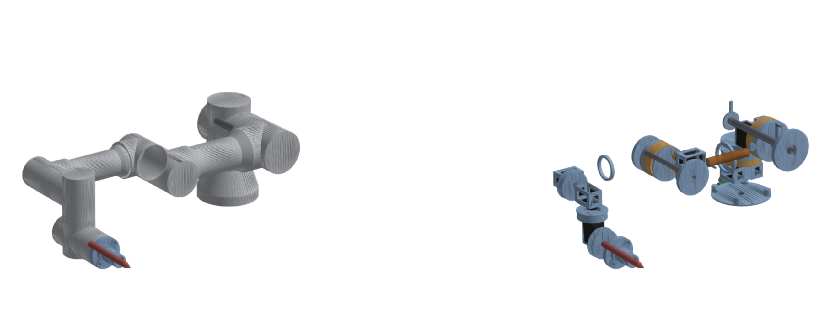 Initial UR3e-based robot rendering with the exterior casing removed